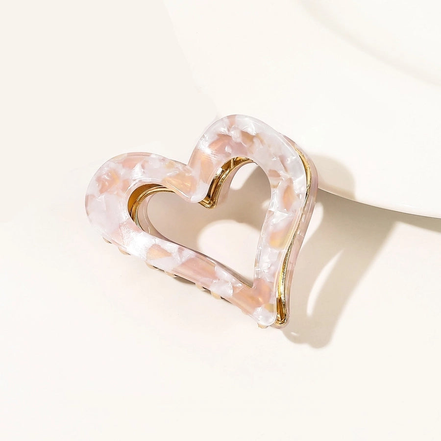 Women's Handmade Sweet Heart Shape Alloy Acetic acid sheets Heart Hair Claws