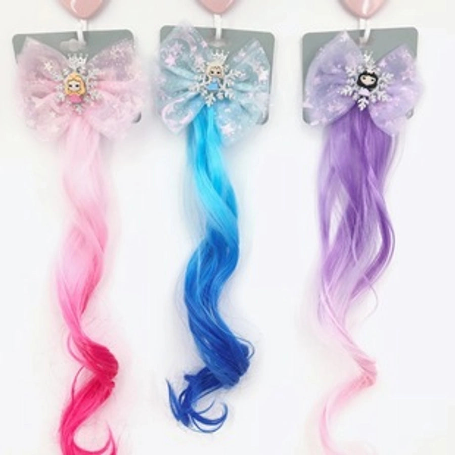 Rainbow Wig Glitter Gradient Hairpin Haircord Hairband Children's Wig Bow Wig Hairpin