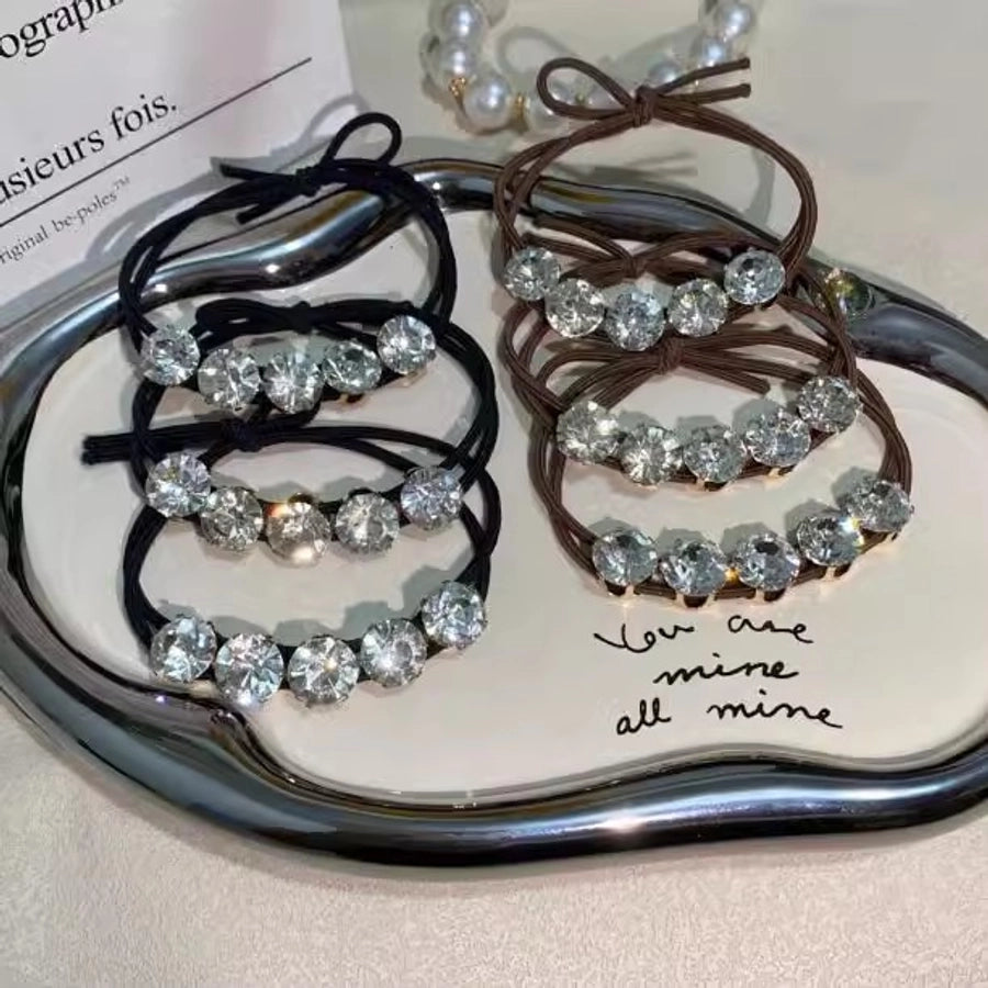 Women's Simple Style Classic Style Solid Color Cloth Inlay Zircon Hair Tie