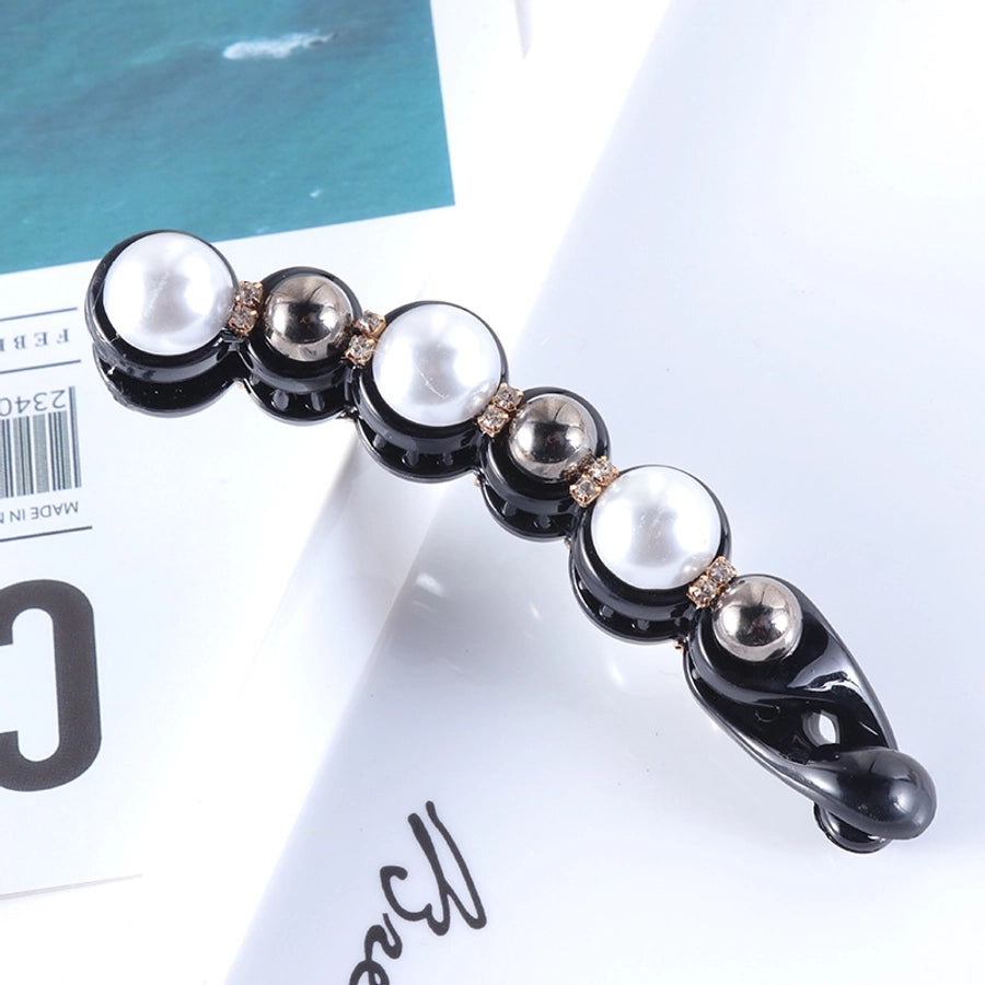 simple style geometric plastic artificial pearls hair clip