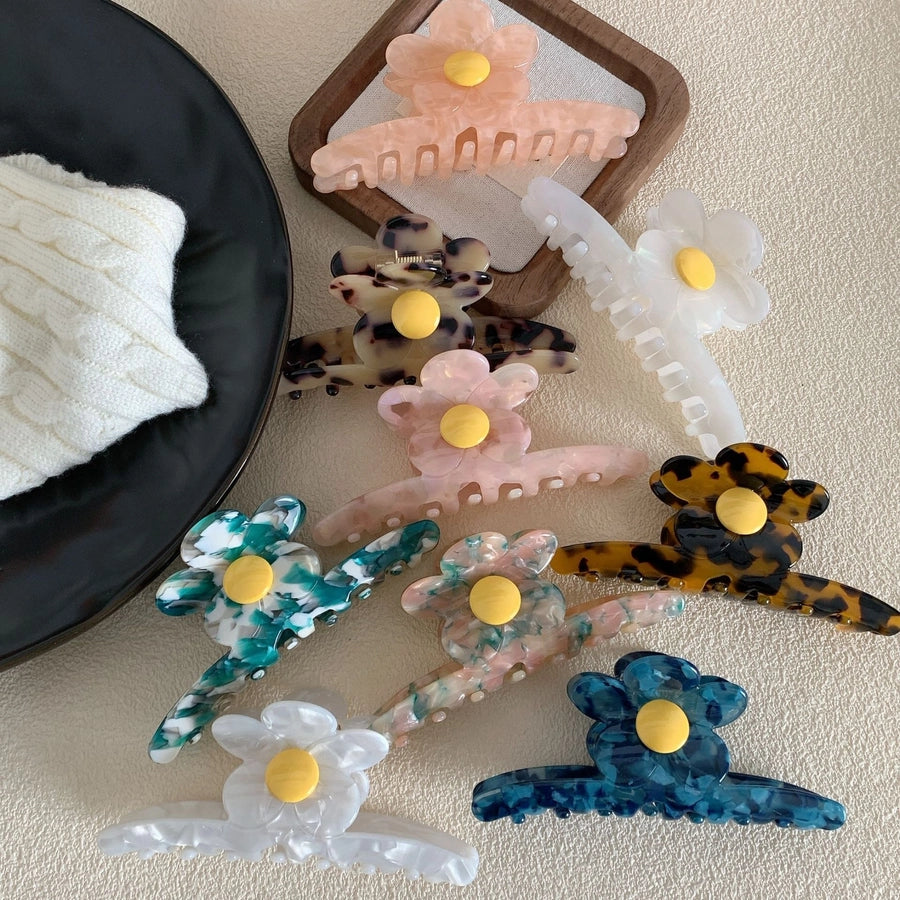 Women's Korean Style Flower Acetic acid sheets Hair Claws