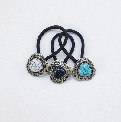 Women's Classical Ethnic Style Classic Style Cross Round Cattle Alloy Polyester Inlay Turquoise Hair Tie