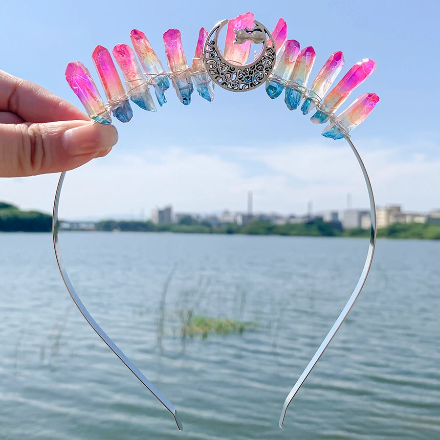 Women's Glam Vacation Classic Style Irregular Moon Alloy natural stone Knitting Hair Band