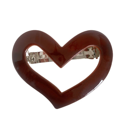 simple style heart shape alloy acetic acid sheets hollow out hair clip