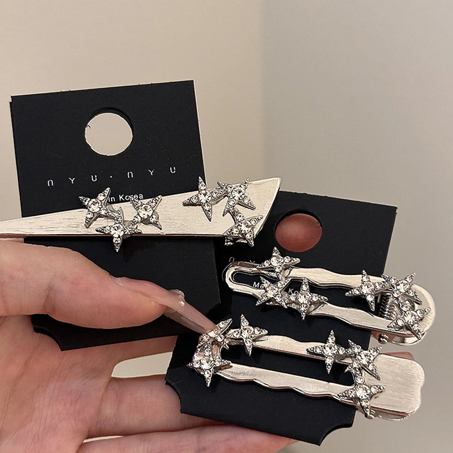lady star metal inlay rhinestones hair clip