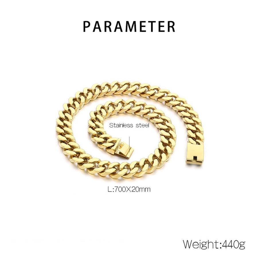 Domineering Fashion Personalized Stainless Steel Vacuum Electroplating Four-Sided Grinding Men's Necklace