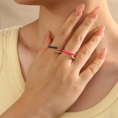 Jewelry Classic Style Geometric Lines Copper Zircon Enamel Rings
