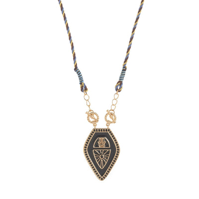 Copper Gold Plated Painted Tarot Pendant Necklace