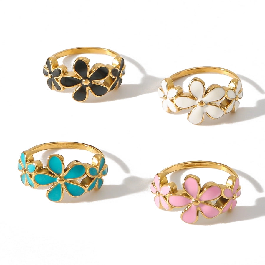 Jewelry IG Style Simple Style Classic Style Flower 304 Stainless Steel 18K Gold Plated Rings