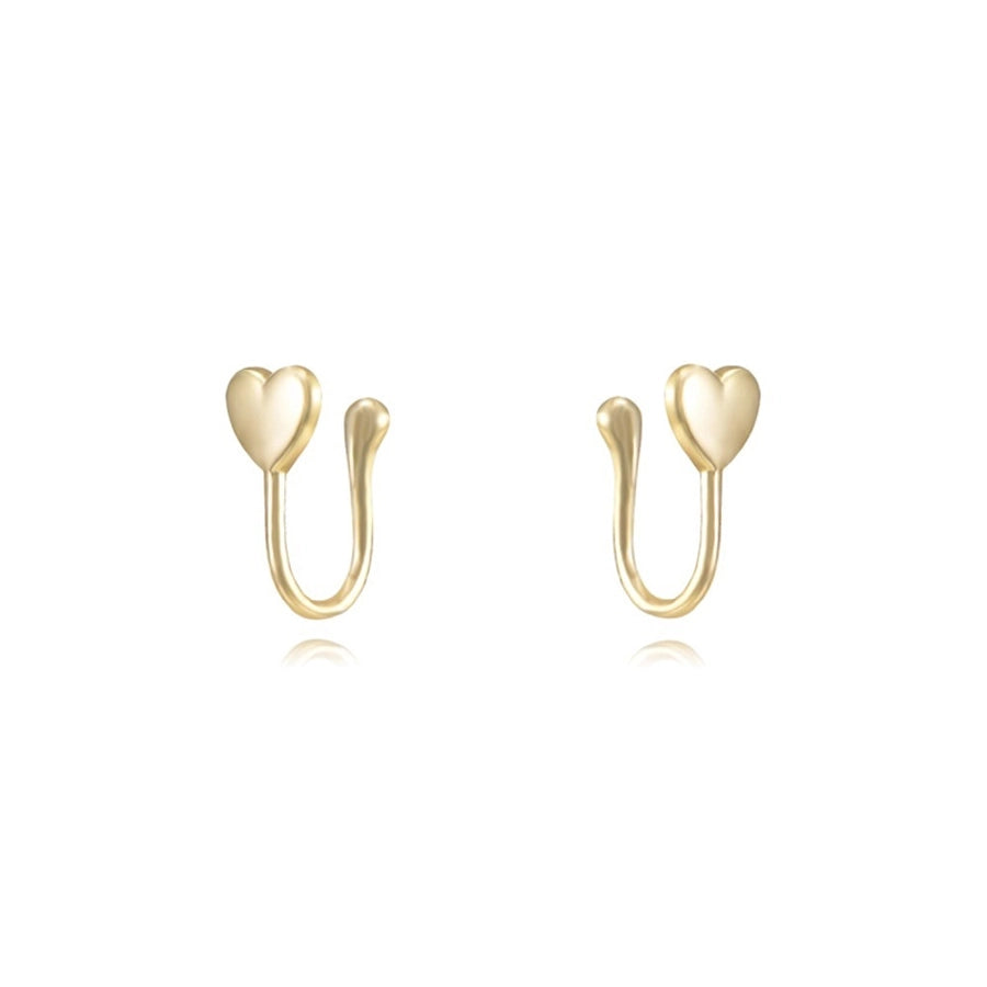 1 Pair IG Style Leaf Moon Heart Shape Inlay Copper Zircon Gold Plated Ear Cuffs