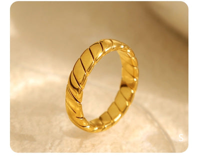 Jewelry Elegant Round 304 Stainless Steel 18K Gold Plated Polishing Plating Rings
