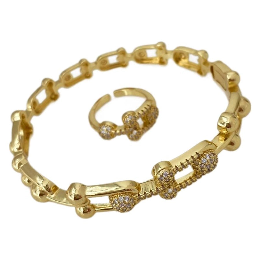 Jewelry Vintage Style Classic Style Geometric Copper Zircon Plating Rings Bracelets