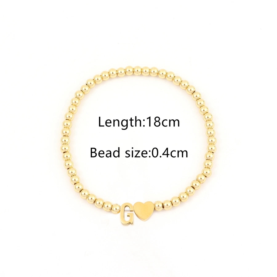 304 Stainless Steel Copper Letter Heart Shape Bracelets
