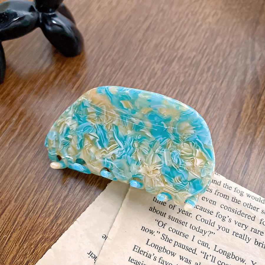 cute color block acetic acid sheets printing hair claws