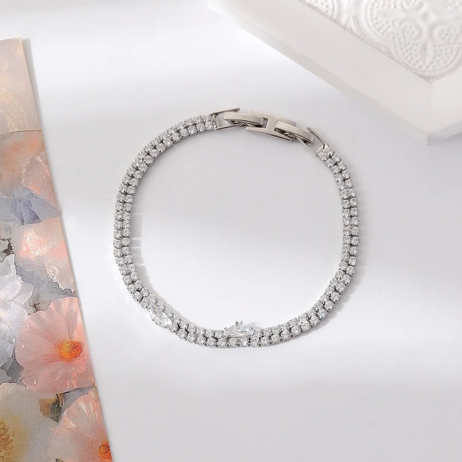 Copper Plating Inlay Geometric Zircon Bracelets