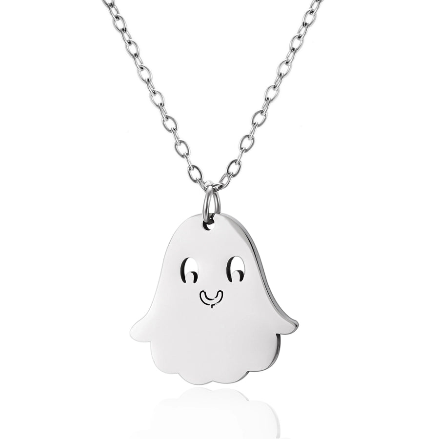 Jewelry Funny Pumpkin ghost Spider 201 Stainless Steel Asymmetrical Hollow Out Pendant Necklace