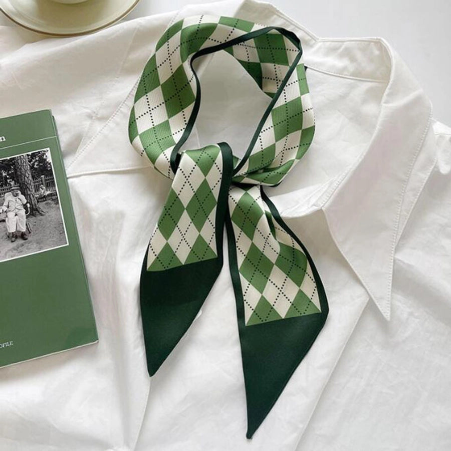 women's sweet letter plaid flower silk scarf printing hair band