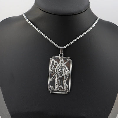 Jewelry Vintage Style Human 304 Stainless Steel Zircon Gold Plated Plating Inlay Pendant Necklace