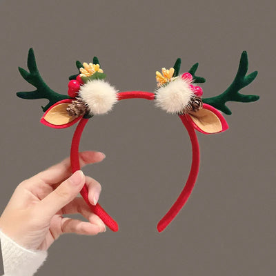 Christmas Fashion Women'S Antlers Flocking Handmade Hair Band