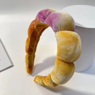 lady streetwear color block sponge hair band