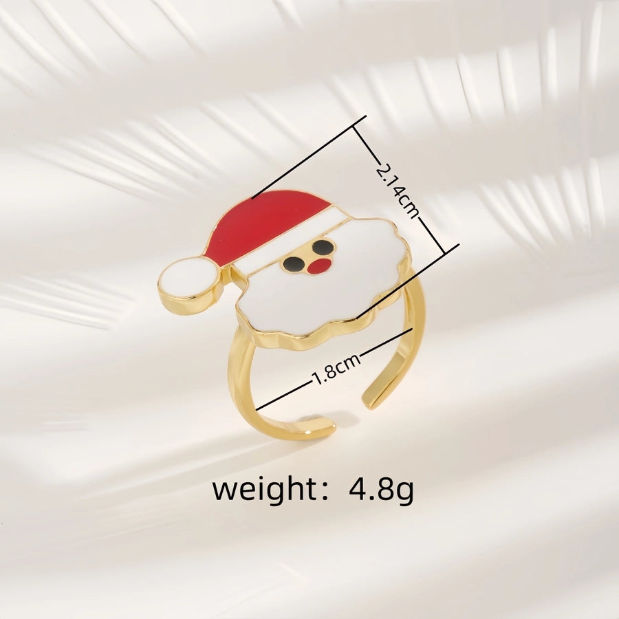 Copper 18K Gold Plated Inlay Santa Claus Zircon Rings