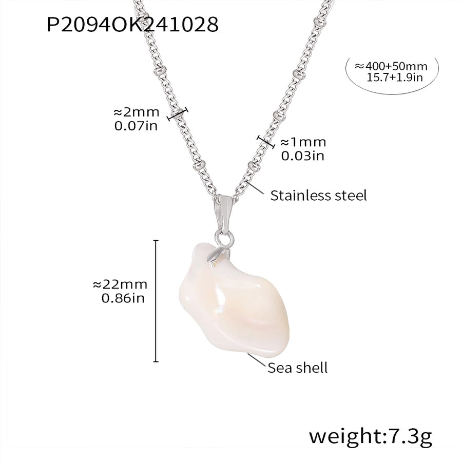 Jewelry Elegant Irregular Leaf 304 Stainless Steel Shell Pendant Necklace
