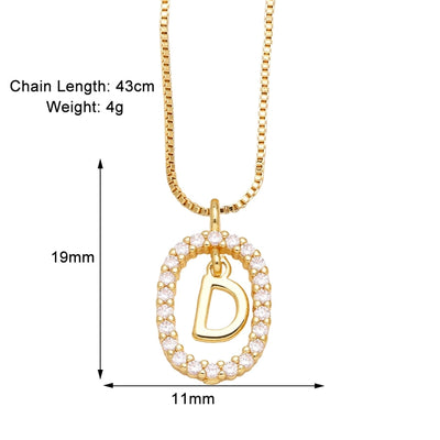 Jewelry Modern Style Simple Style letter 201 Stainless Steel Copper Zircon 18K Gold Plated Inlay Pendant Necklace