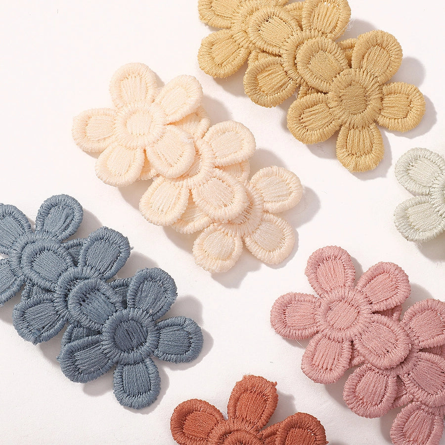 SUNFLOWER Embroidered Flower Children's Hair Accessories BB Clip Autumn and Winter Bang Clip Fabric Handmade Hair Clips 4204