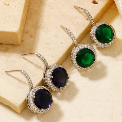 1 Pair Elegant Glam Shiny Geometric Inlay Copper Zircon Rhodium Plated Ear Studs