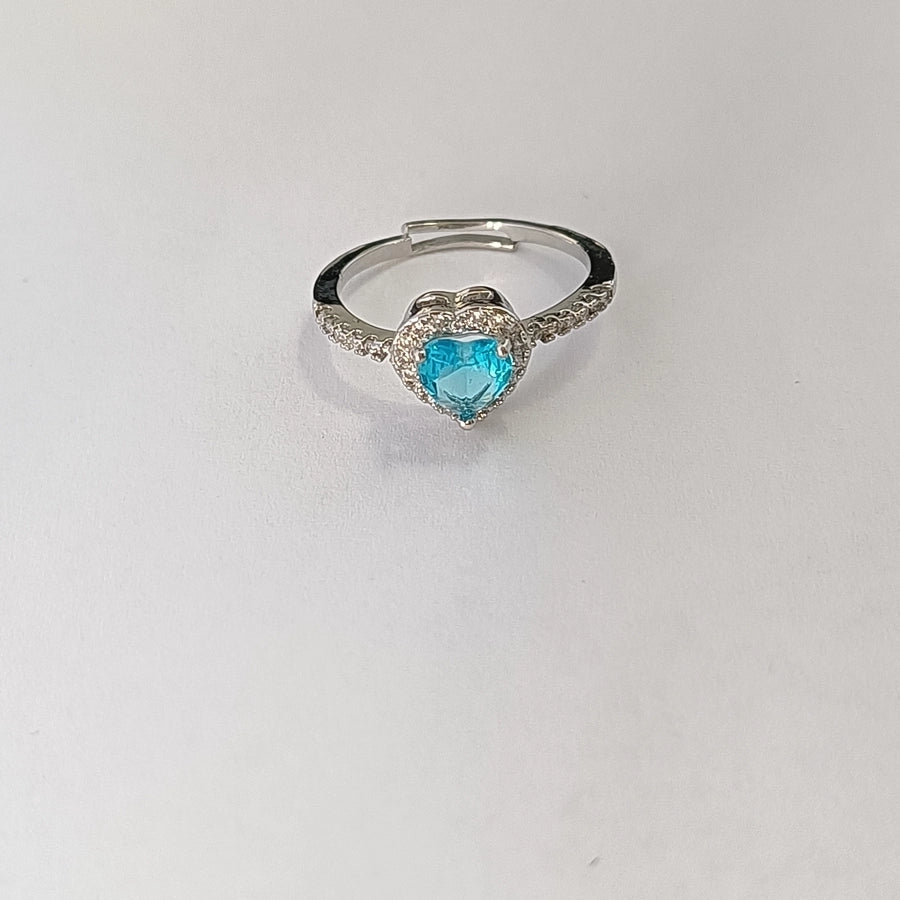 Copper Inlay Heart Shape Zircon Adjustable Ring