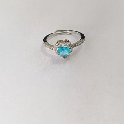 Copper Inlay Heart Shape Zircon Adjustable Ring