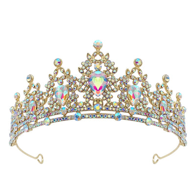 glam luxurious lady crown alloy plating inlay zircon crown