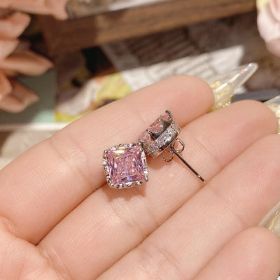 1 Pair Elegant Star Heart Shape Inlay Copper Artificial Gemstones Ear Studs