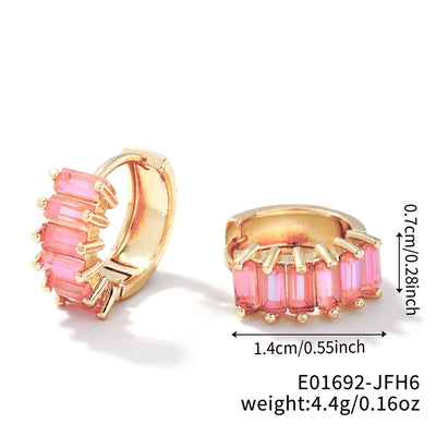 1 Pair Casual Glam Shiny Solid Color Inlay Copper Zircon K Gold Plated Rhodium Plated Ear clip