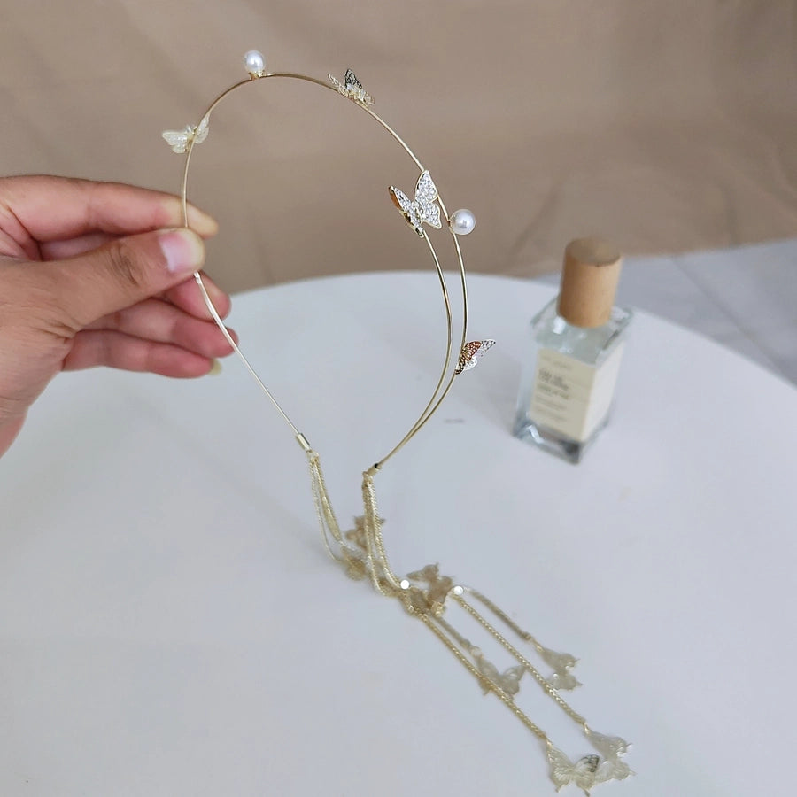 shiny butterfly alloy diamond hair band