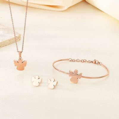 Jewelry Simple Style Angel 304 Stainless Steel 18K Gold Plated Jewelry Set