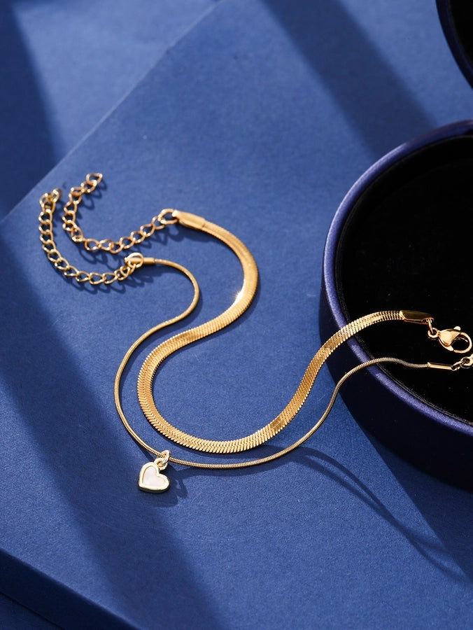 304 Stainless Steel Copper Inlay Heart Shape Zircon Bracelets