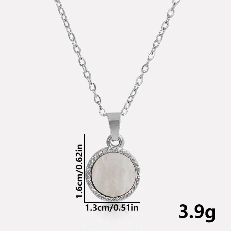 Jewelry Vintage Style Classic Style Round 304 Stainless Steel Shell Abalone Shell 18K Gold Plated Irregular Plating Charms Pendant Necklace