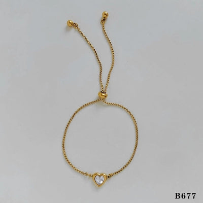 Simple Style Classic Style Heart Shape 304 Stainless Steel 16K Gold Plated White Gold Plated Gold Plated Zircon Bracelets In Bulk
