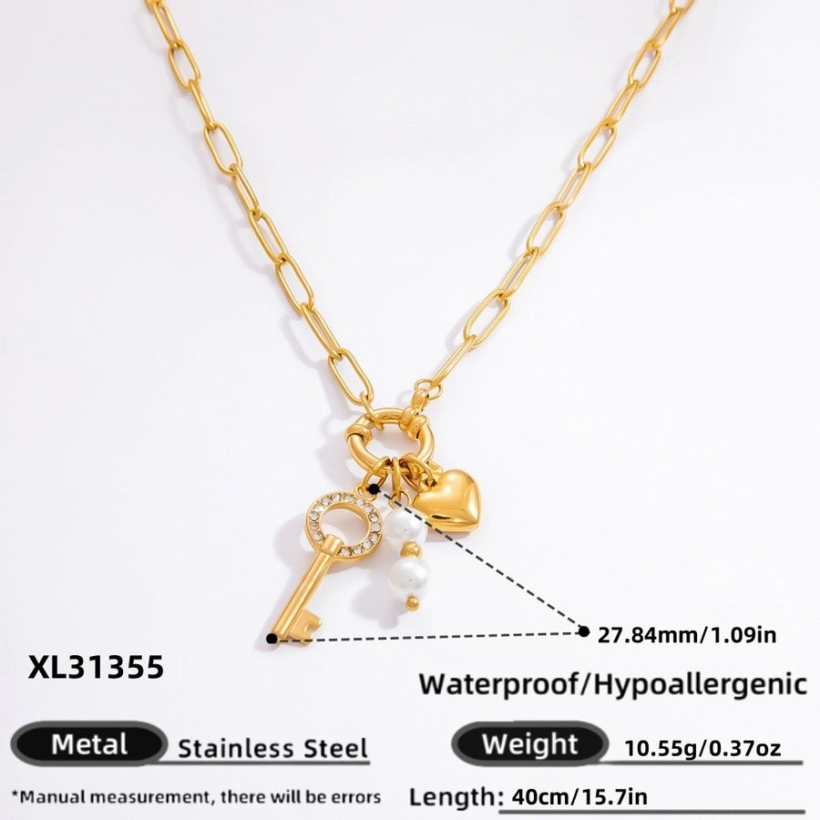 Jewelry Lady Heart Shape 304 Stainless Steel Plating Pendant Necklace