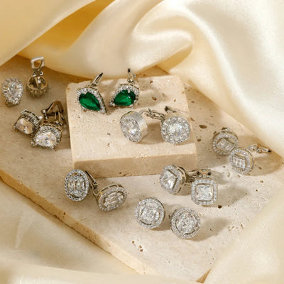 1 Pair Glam Shiny Water Droplets Plating Inlay Copper Zircon Rhodium Plated Ear Studs