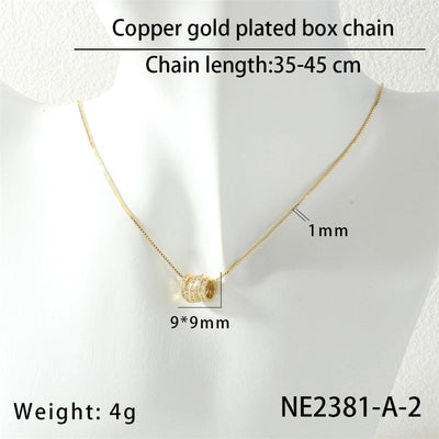 Jewelry Lady Simple Style Geometric Copper Zircon Necklace