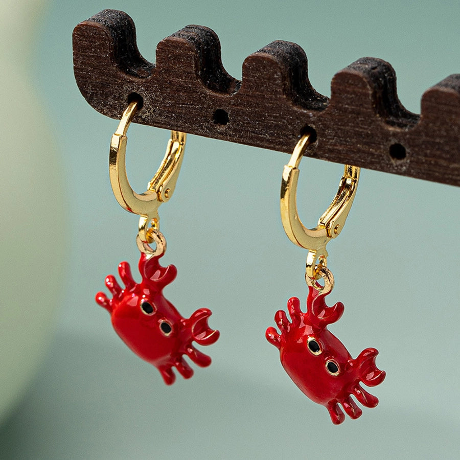 1 Pair Cute Streetwear Crab Enamel Copper Drop Earrings