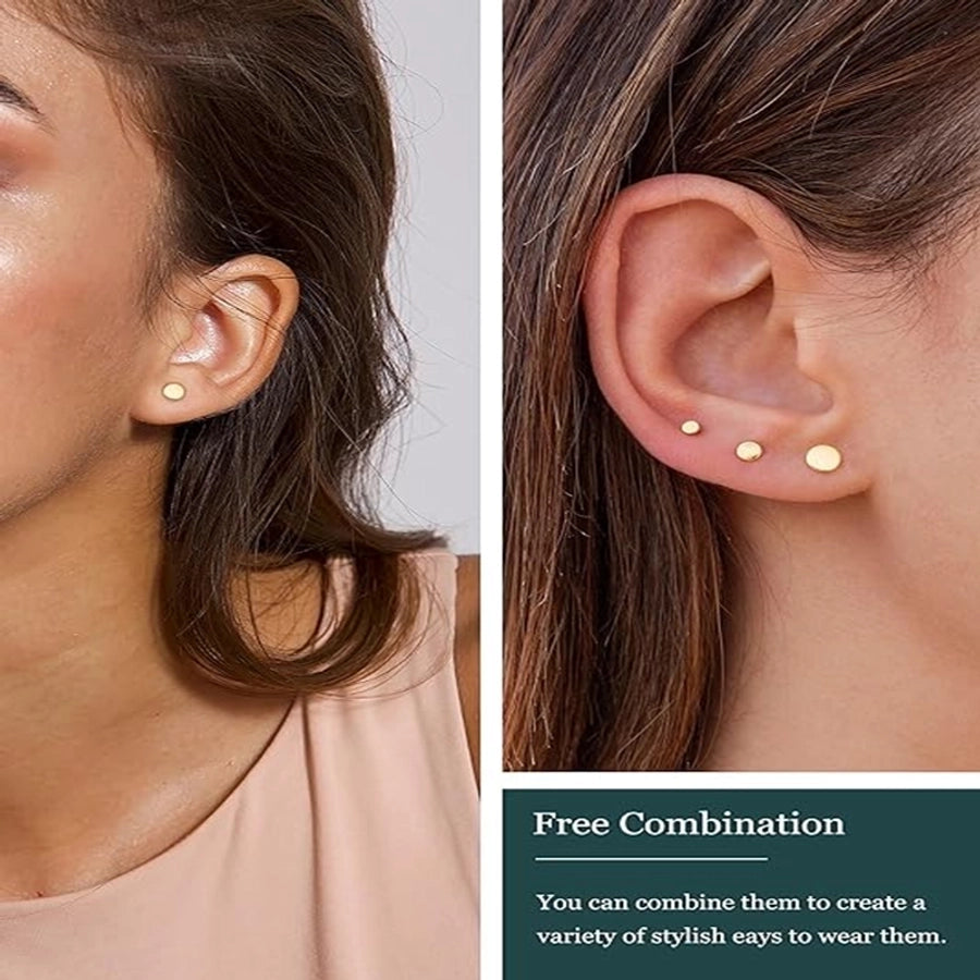3 Pairs Simple Style Commute Solid Color 304 Stainless Steel Ear Studs