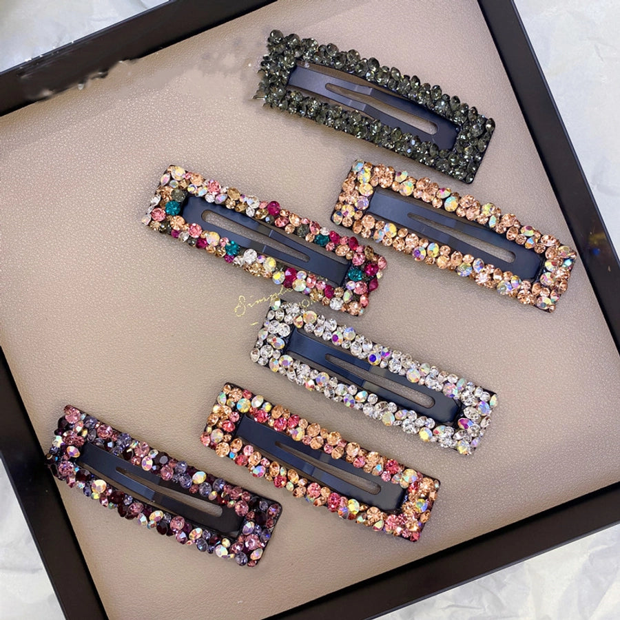 korean rhinestone bb hairpin no trace crystal hollow water drop square triangle super flash bangs hairpin hair accessories