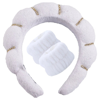 simple style color block towel velvet hair band