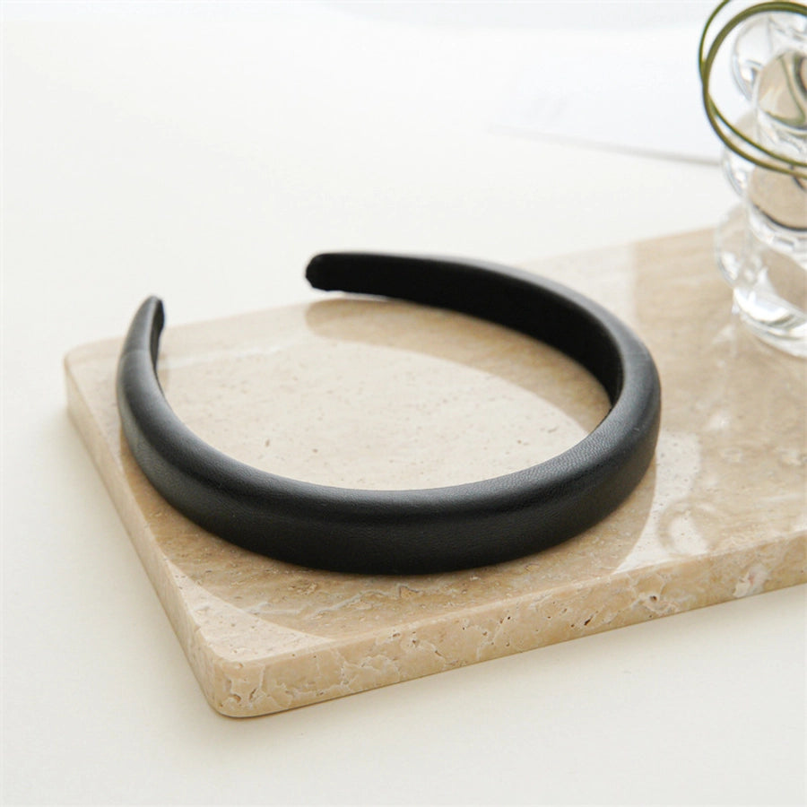 Women's Simple Style Solid Color Pu Leather Hair Band