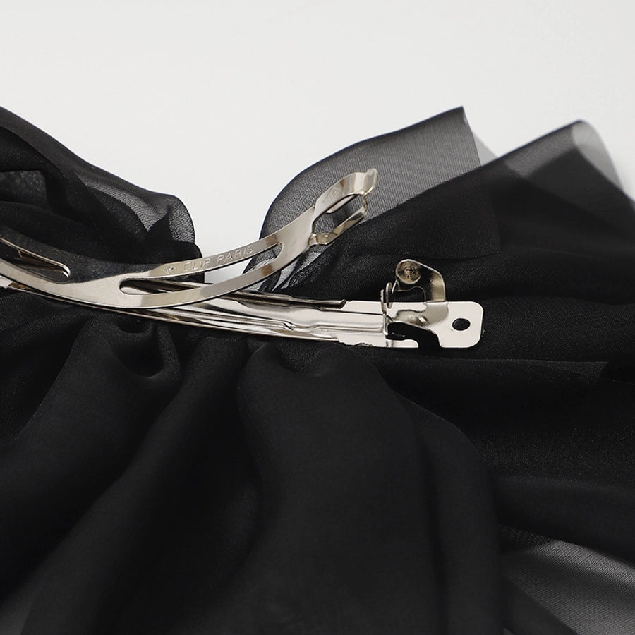 simple style bow knot polyester patchwork hair clip