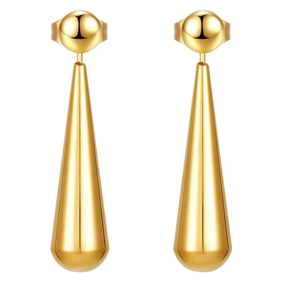 1 Pair Simple Style Water Droplets Titanium Steel 18K Gold Plated Drop Earrings