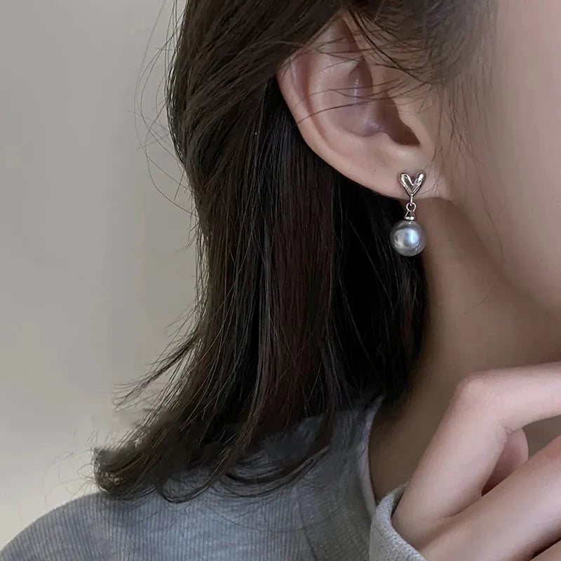 1 Pair Elegant Lady Geometric Heart Shape Plating Alloy Drop Earrings Ear Studs